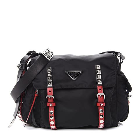 prada tessuto vela comouflage|PRADA Nylon New Vela Studded Messenger Bag .